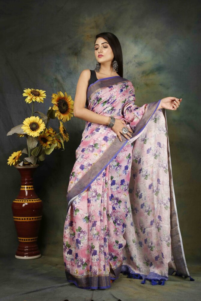 U.F Silk Floral Saree with silk mark