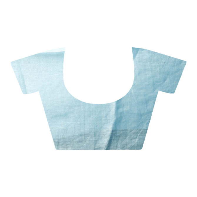 Celeste Blue Floral Embroidery Silk Linen Saree