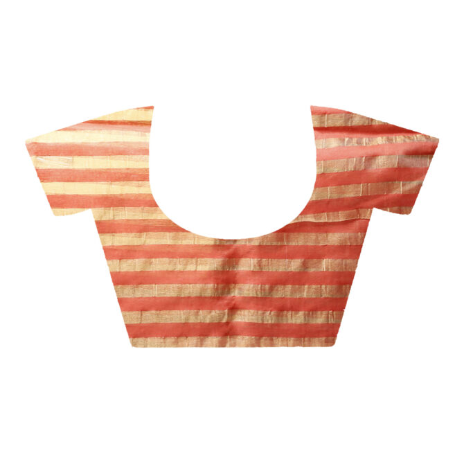 Pink and Gold Zari Silk Stripped Saree