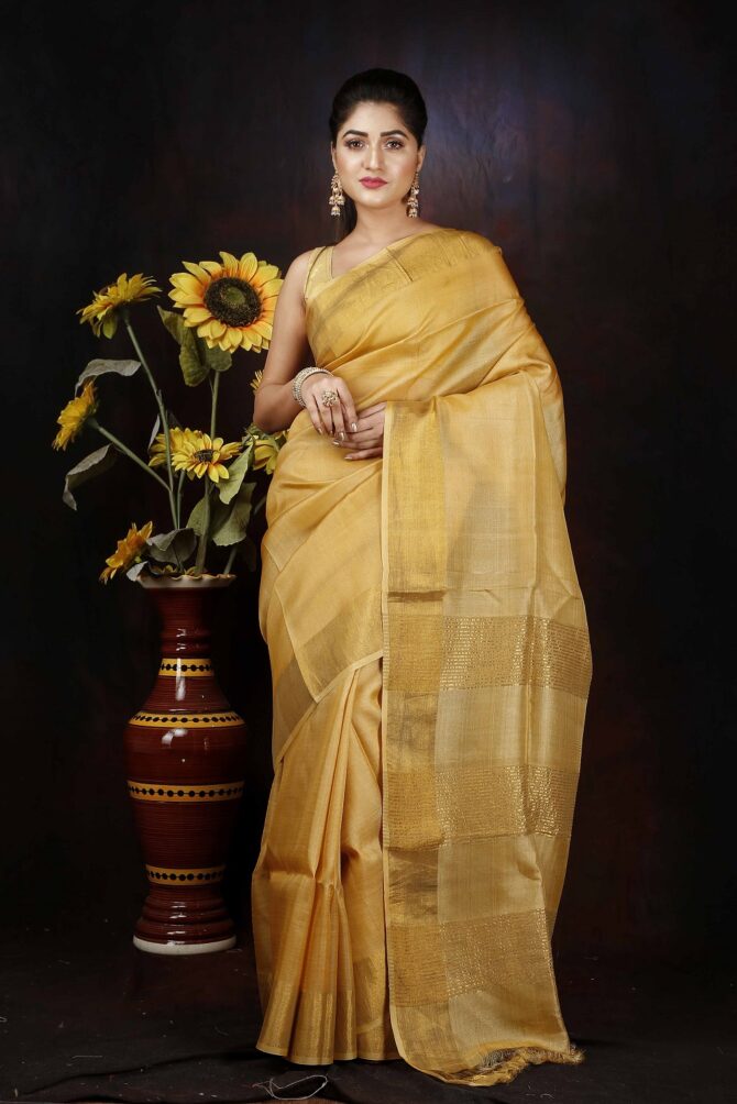 U.F Gold Tassur Pure Silk Saree