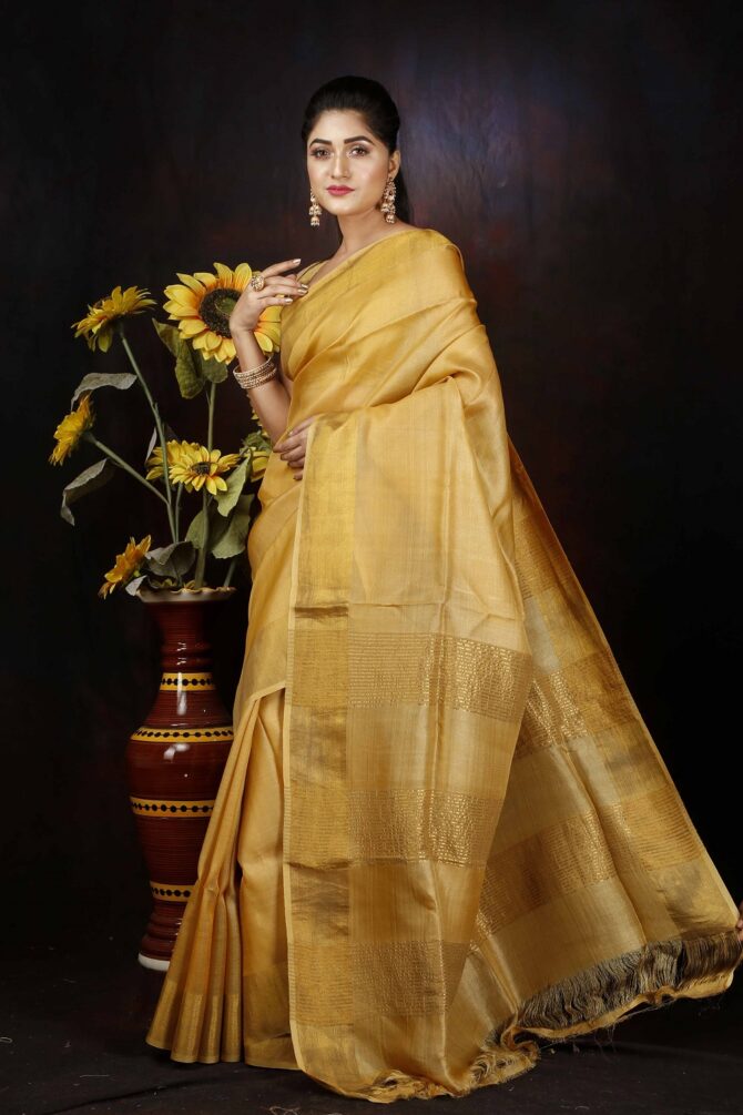 U.F Gold Tassur Pure Silk Saree