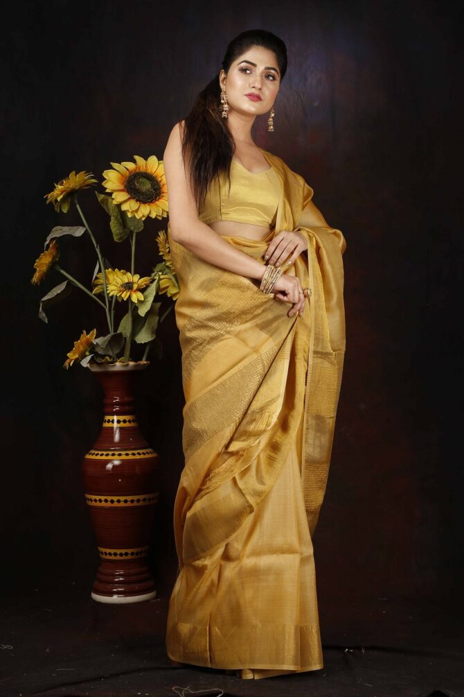 U.F Gold Tassur Pure Silk Saree