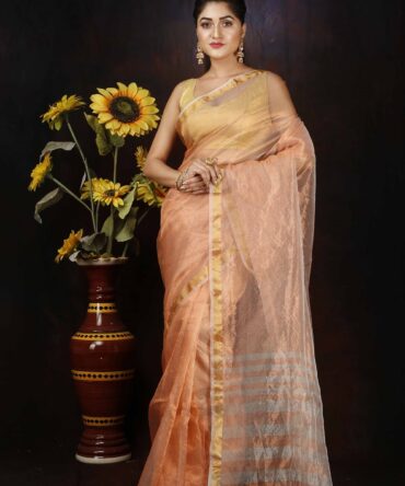 U.F Zari Silk Pink and Gold Saree
