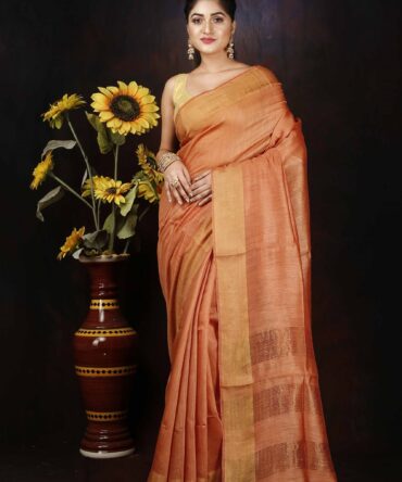 Pumpkin Orange Silk Saree
