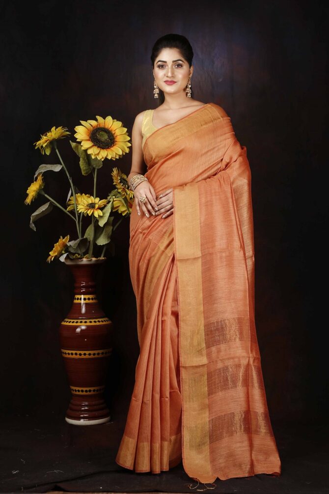 Pumpkin Orange Silk Saree