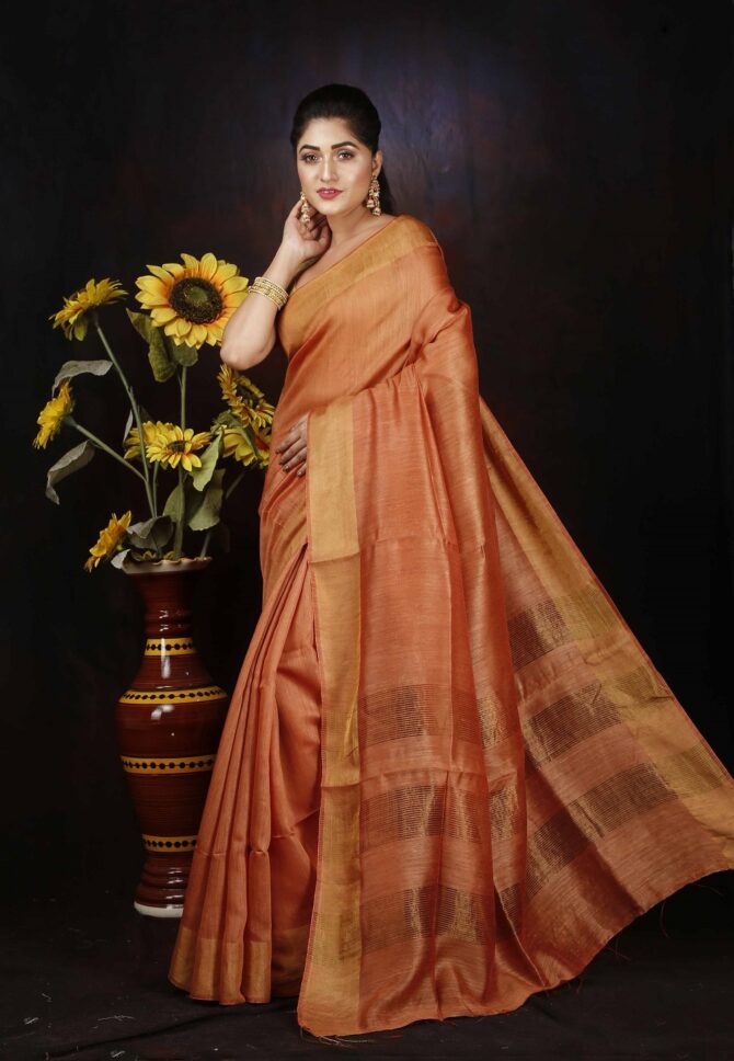 Pumpkin Orange Silk Saree