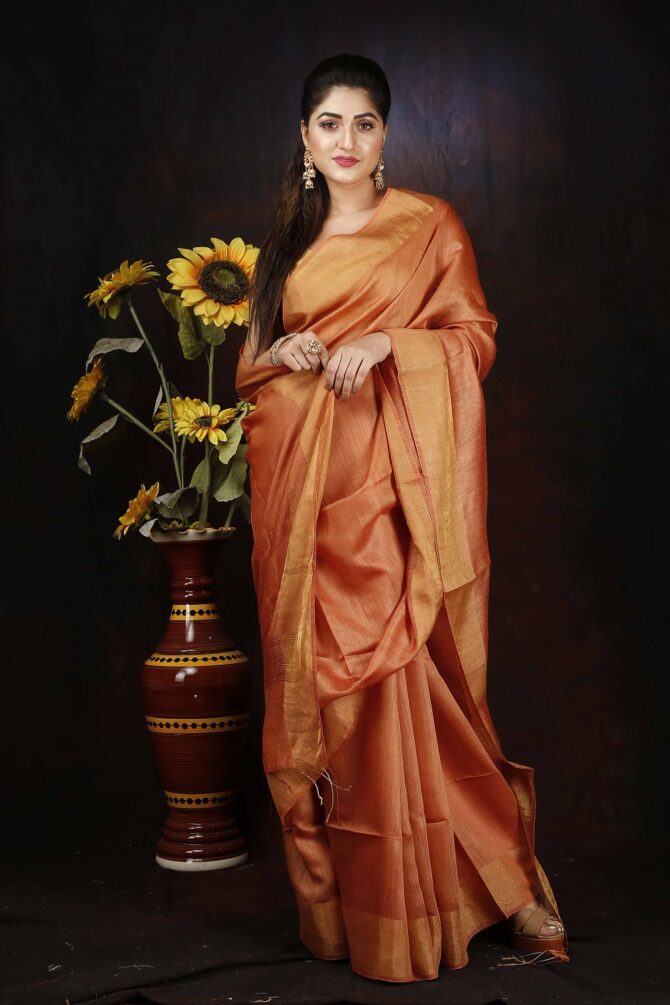 Pumpkin Orange Silk Saree