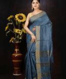 Sapphire Blue Pure Silk Saree