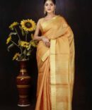 Deep Saffron Orange Tissue Linen Saree