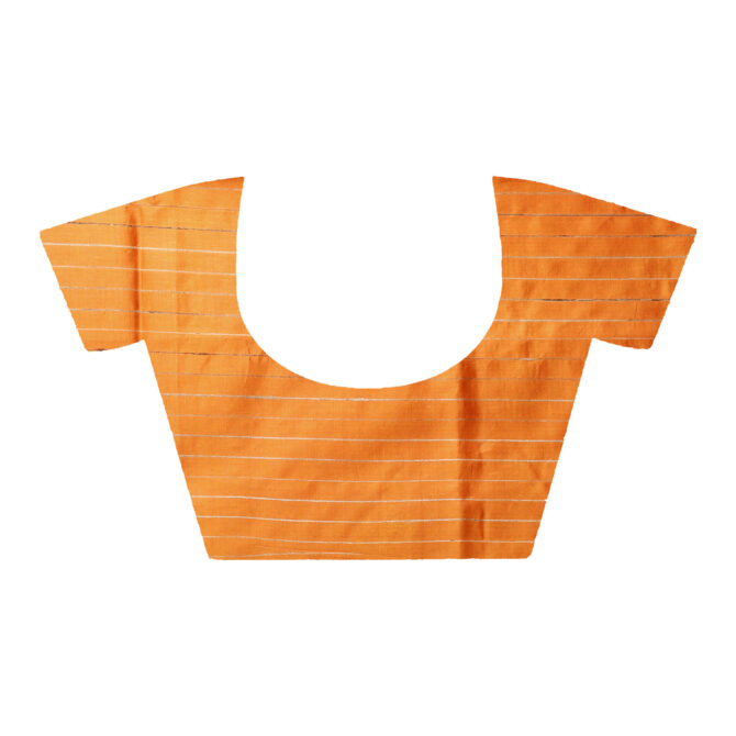 Metallic Orange Dupion Silk Handloom Weaving Saree