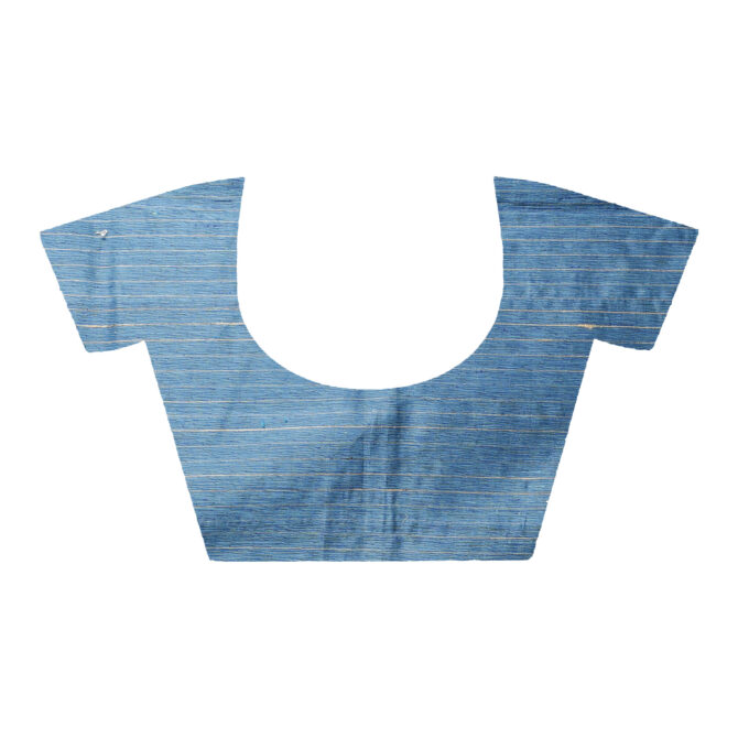 Duo Colour Blue Dupion Silk Handloom Weaving Saree