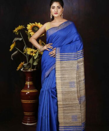 Indigo Blue Dupion Silk Saree