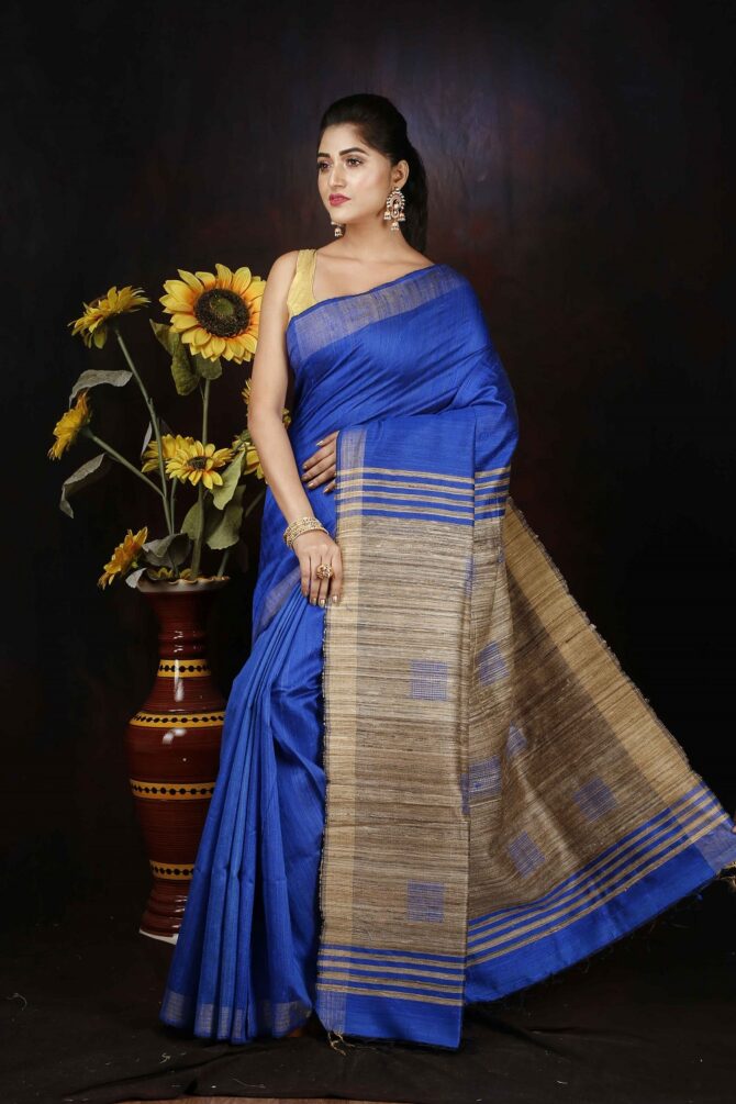 Indigo Blue Dupion Silk Saree