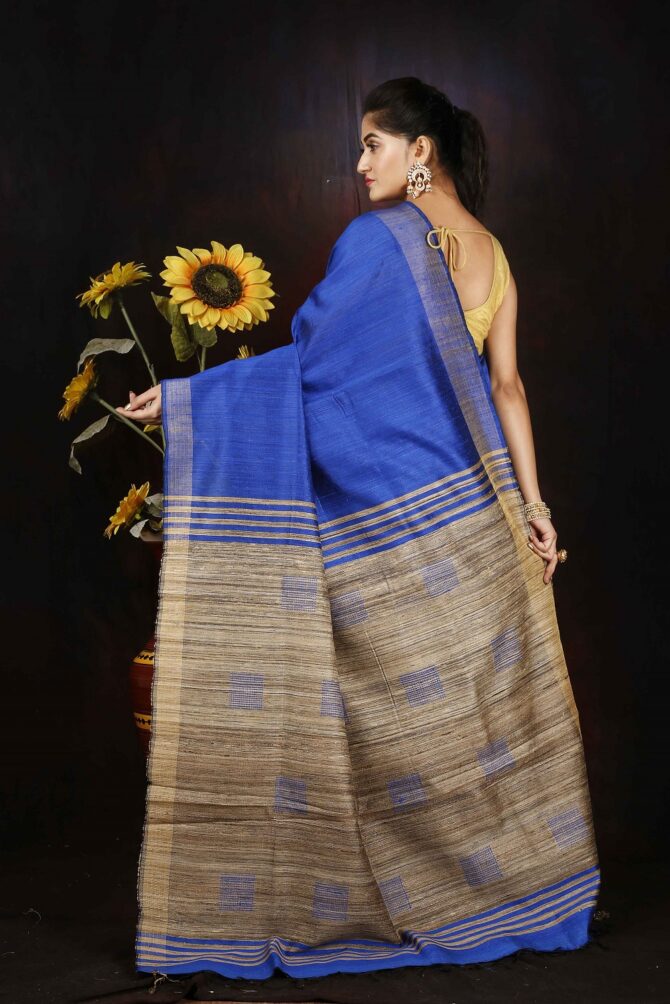 Indigo Blue Dupion Silk Saree