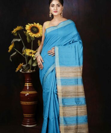 Sky Blue Dupion Silk Saree