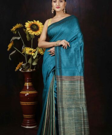 Blue Dupion Silk Saree