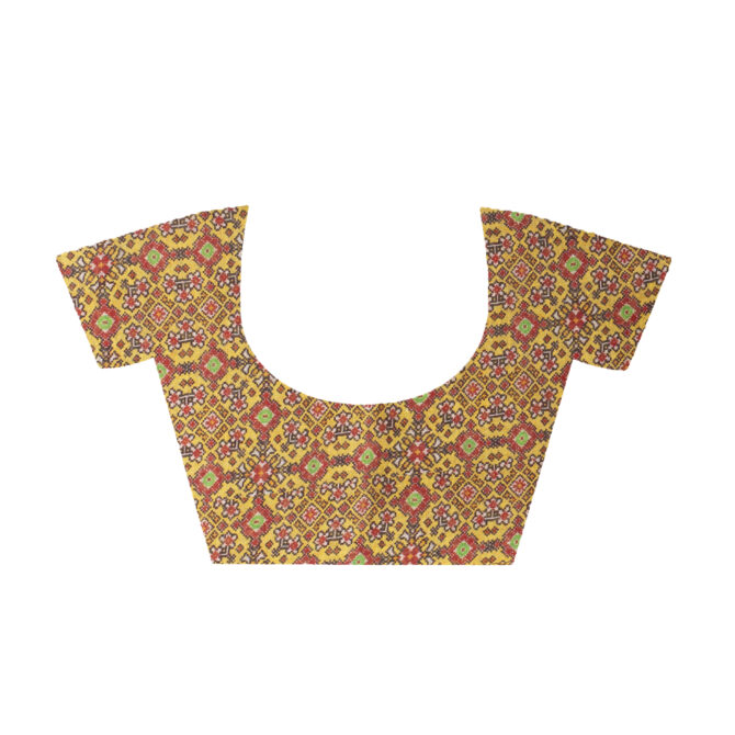 UF Yellow Patola Linen Digital Print Saree