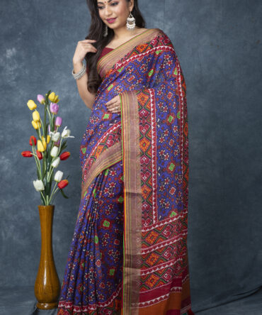 UF Purple Patola Linen Digital Print Saree
